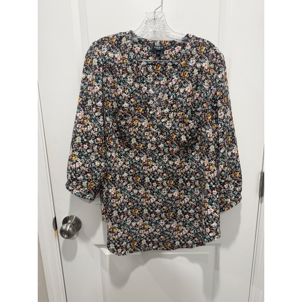 Torrid Womens Blouse Harper Floral Multicolor Size 1